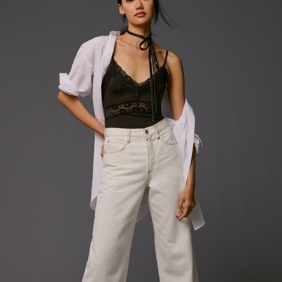 NWT Anthropologie English Factory  Black  Lace-Trimmed Bodysuit XS - Picture 2 of 4